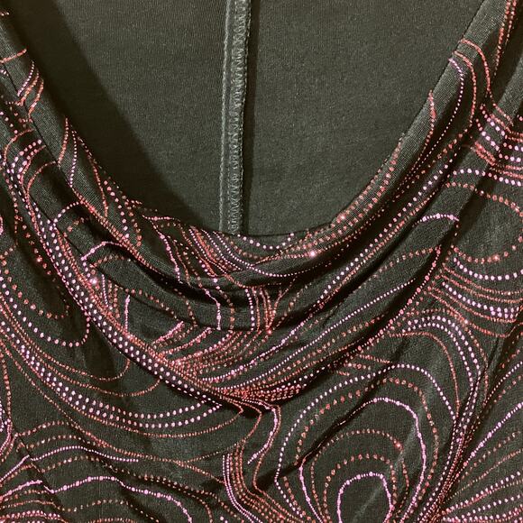 ONYX Nite by Wendye Chaitin Swirling Glitter Drop Cowl Neck Sleeveless Pullover - Picture 4 of 4